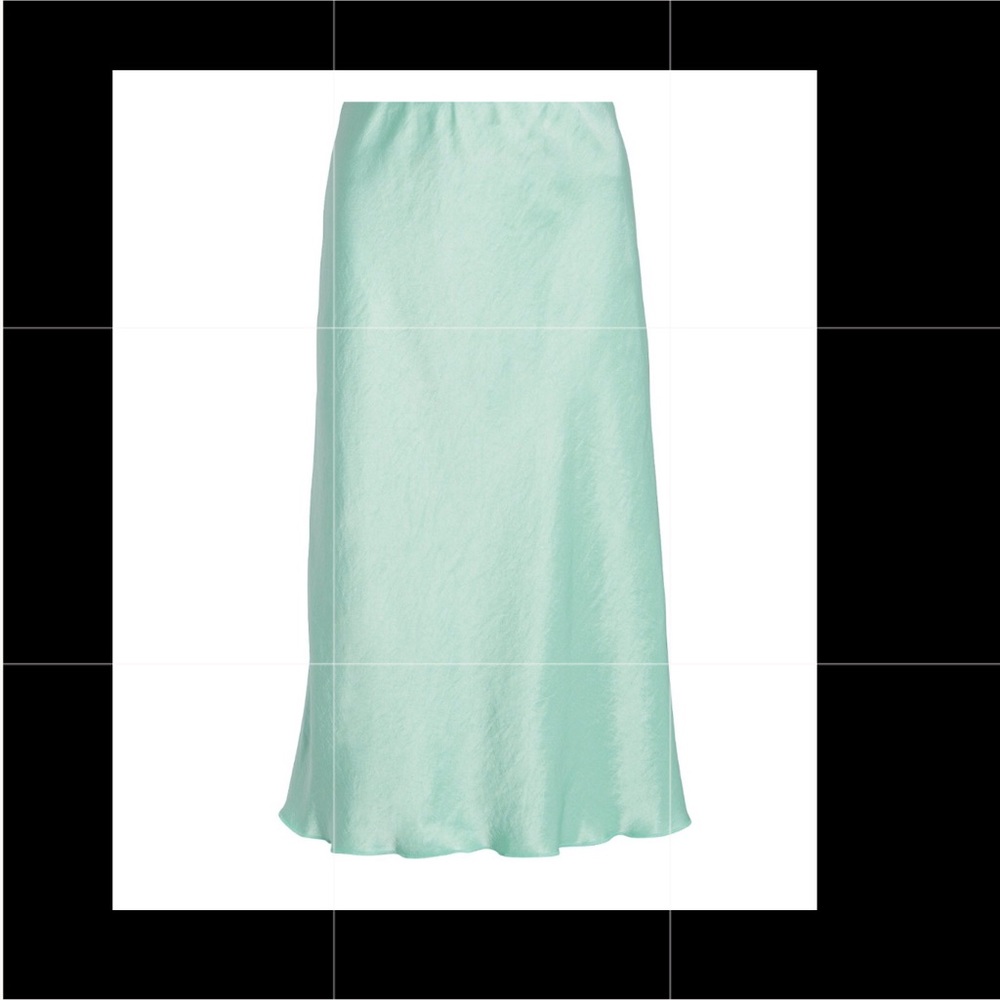 Satin mint midi skirt